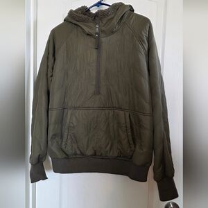 Prana Olive  Quilted Pullover Hoodie